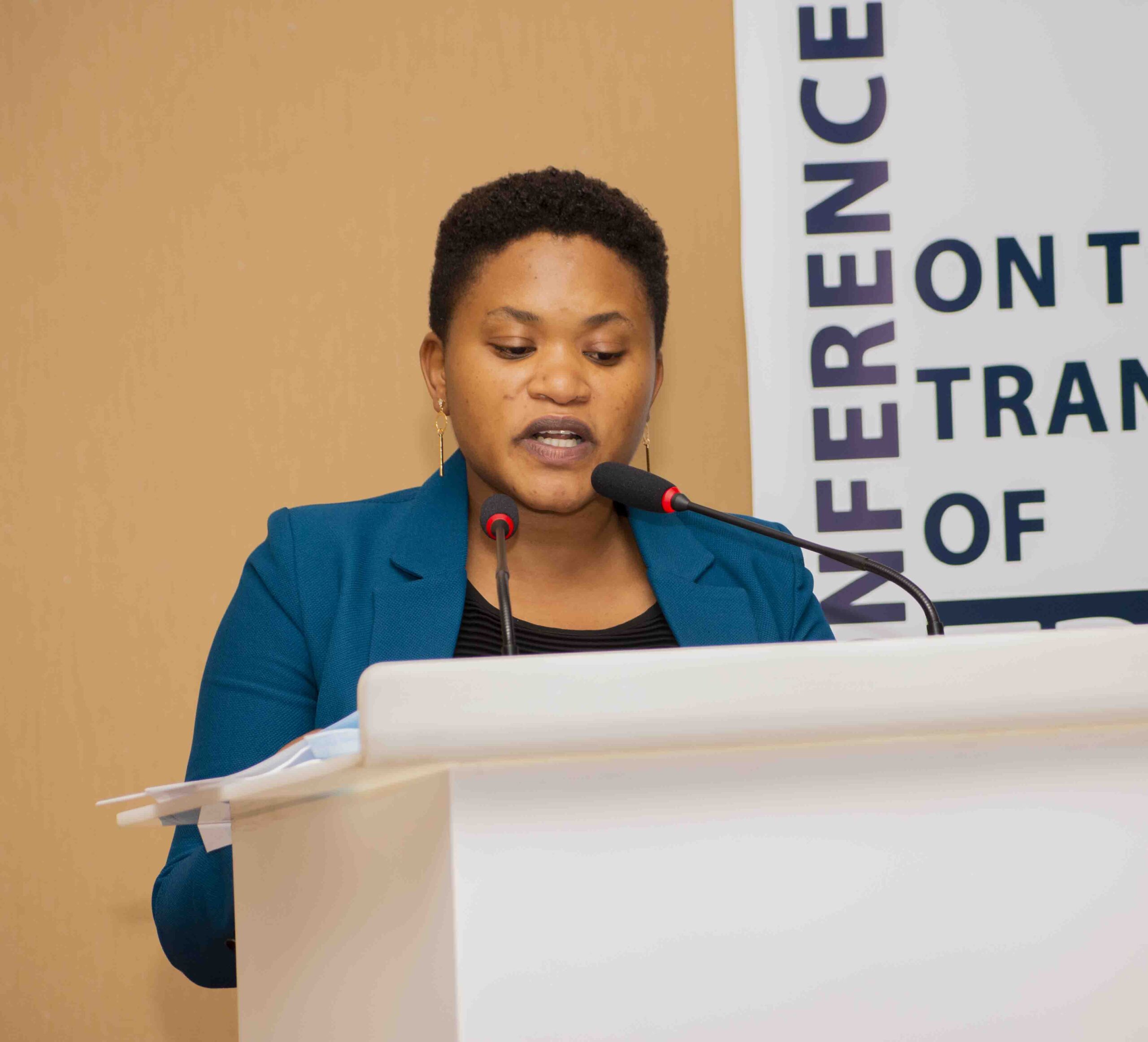 the Director General of youth empowerment at the Ministry of youth and Culture, Solange Tetero giving her remarks